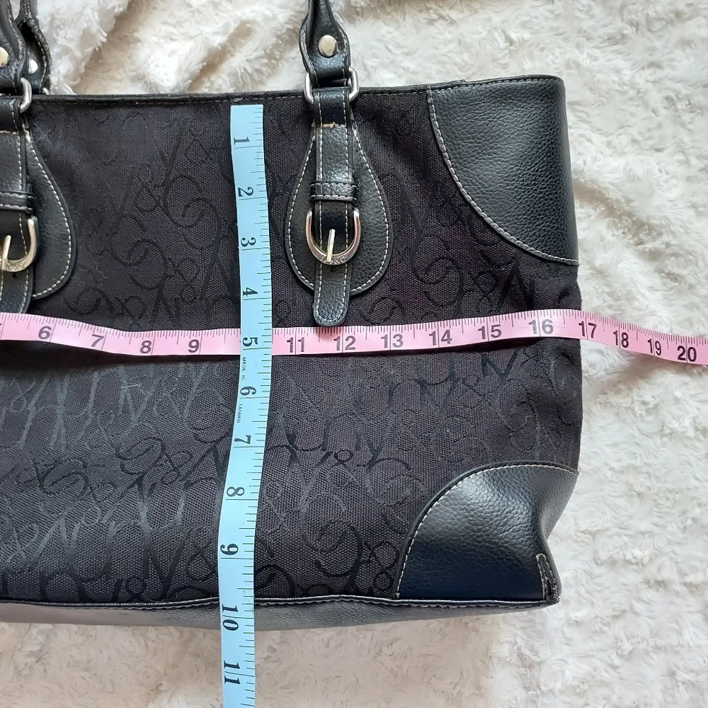 New York & Company Black NY Logo Tote Bag Purse Classic Chic Roomy